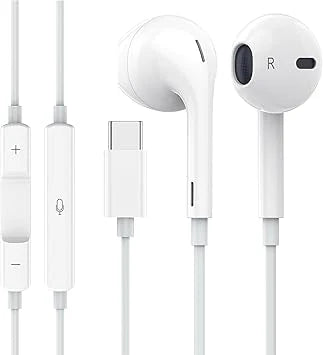 Apple Earbuds, USB C Wired Earphones Noise Canceling Isolating with USB-C Plug (Built-in Microphone & Volume Control) for Phone 15 Android Smartphone and Other USB C Type C Device Apple Earbuds, USB C Wired Earphones Noise Canceling Isolating with USB-C Plug (Built-in Microphone & Volume Control) for Phone 15 Android Smartphone and Other USB C Type C Device
